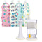 Squooshi Filling Station for baby food with 12 large 5 oz heart and star pouches, featuring spill-free design and easy clean-up.