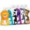 Squooshi Reusable Food Pouch 6 Pack with Assorted Animal Designs for Kids