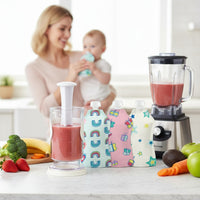 Squooshi Filling Station Baby Food Pouch Maker/Filler + 12 Large 5 oz Hearts/Stars Pouches for semi-Solid Foods